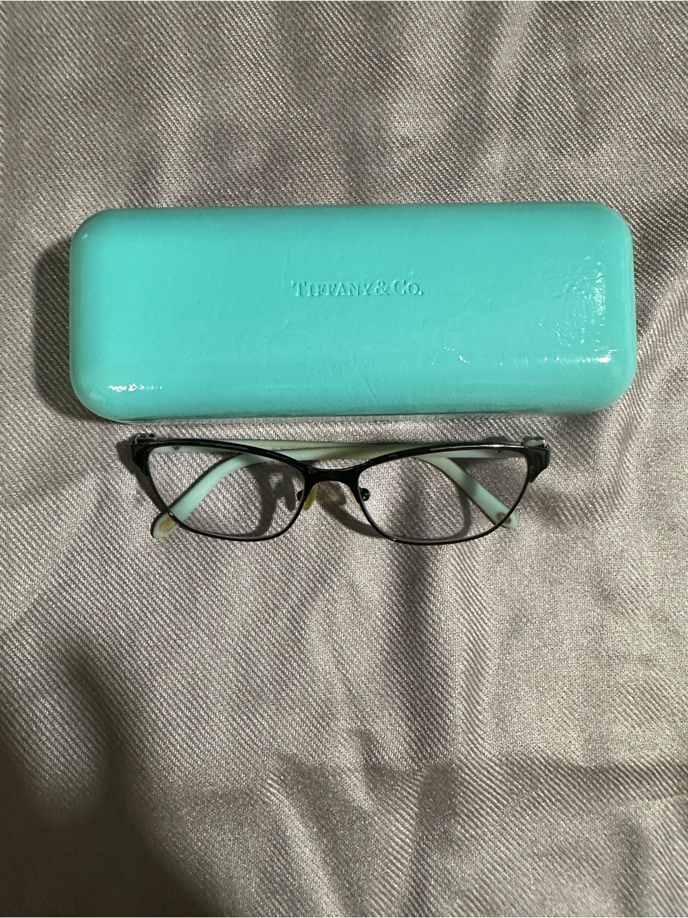 Tiffany & Co. Women's Black Frame Glasses with Tiffany case.